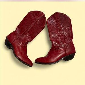 Vintage Code West Red Leather Cowgirl Boots